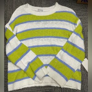 PJ Salvage White, Lime & Light Blue Striped Sweater